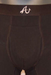 Anchor Underwear - Close-up of 3-way fly showing that drips are absorbed into fabric